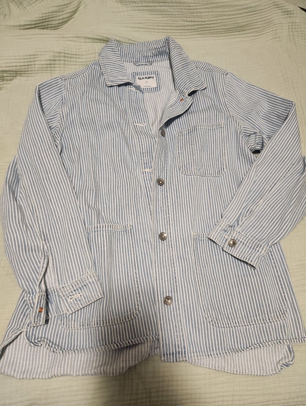 Old Navy Blue And White Striped Canvas Jacket